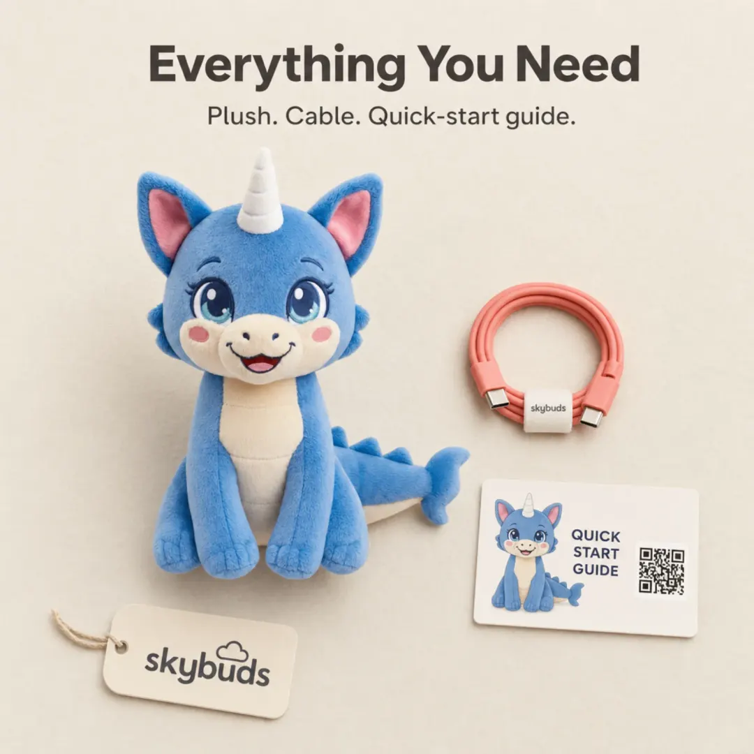 What comes in the box: Pearl, a charging cable and a quick-start guide