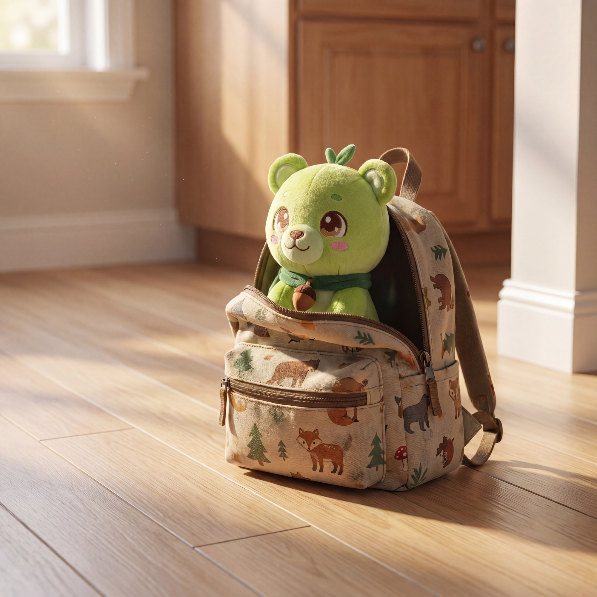 Sprout tucked in a school backpack