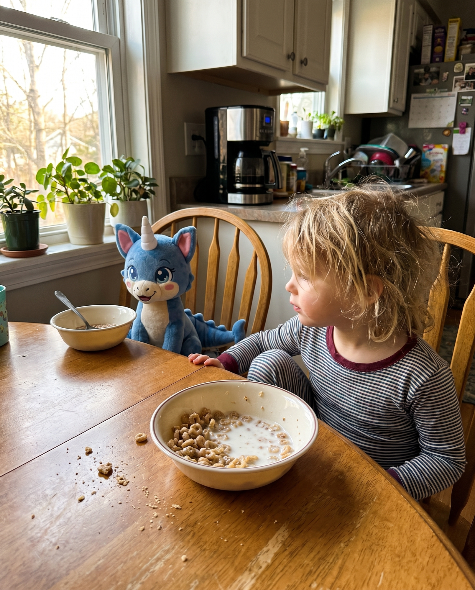 Pearl at the breakfast table