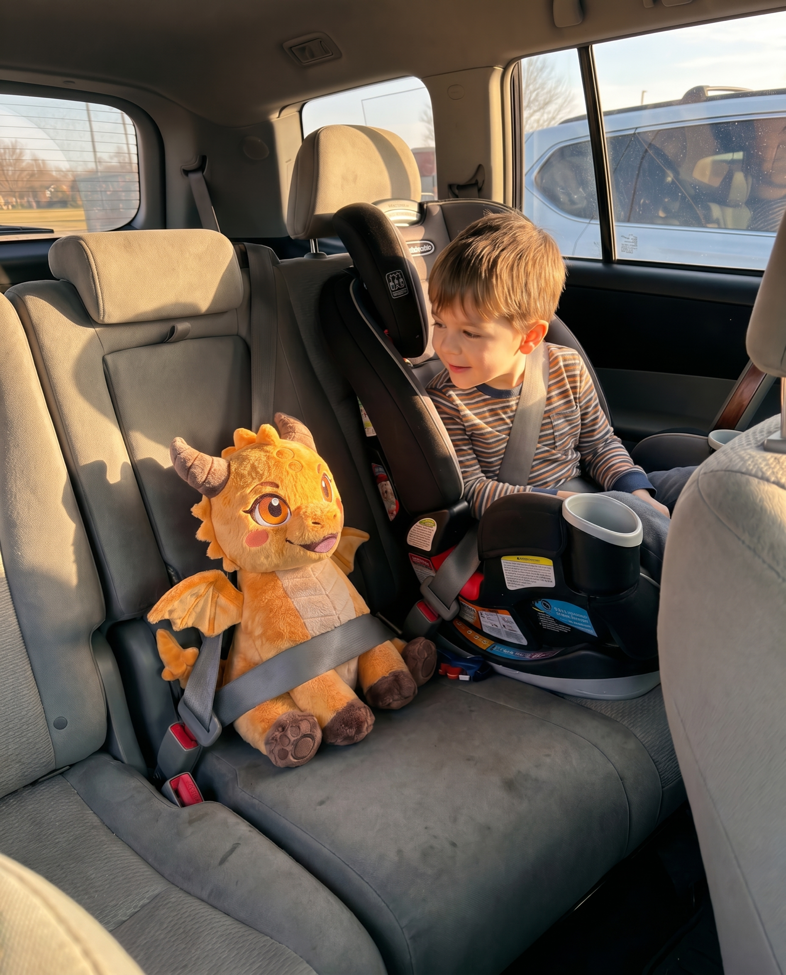 Ash riding along in the car seat