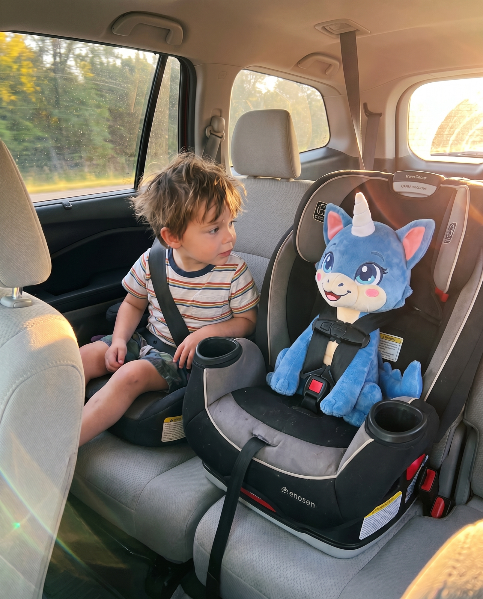 Pearl riding along in the car seat
